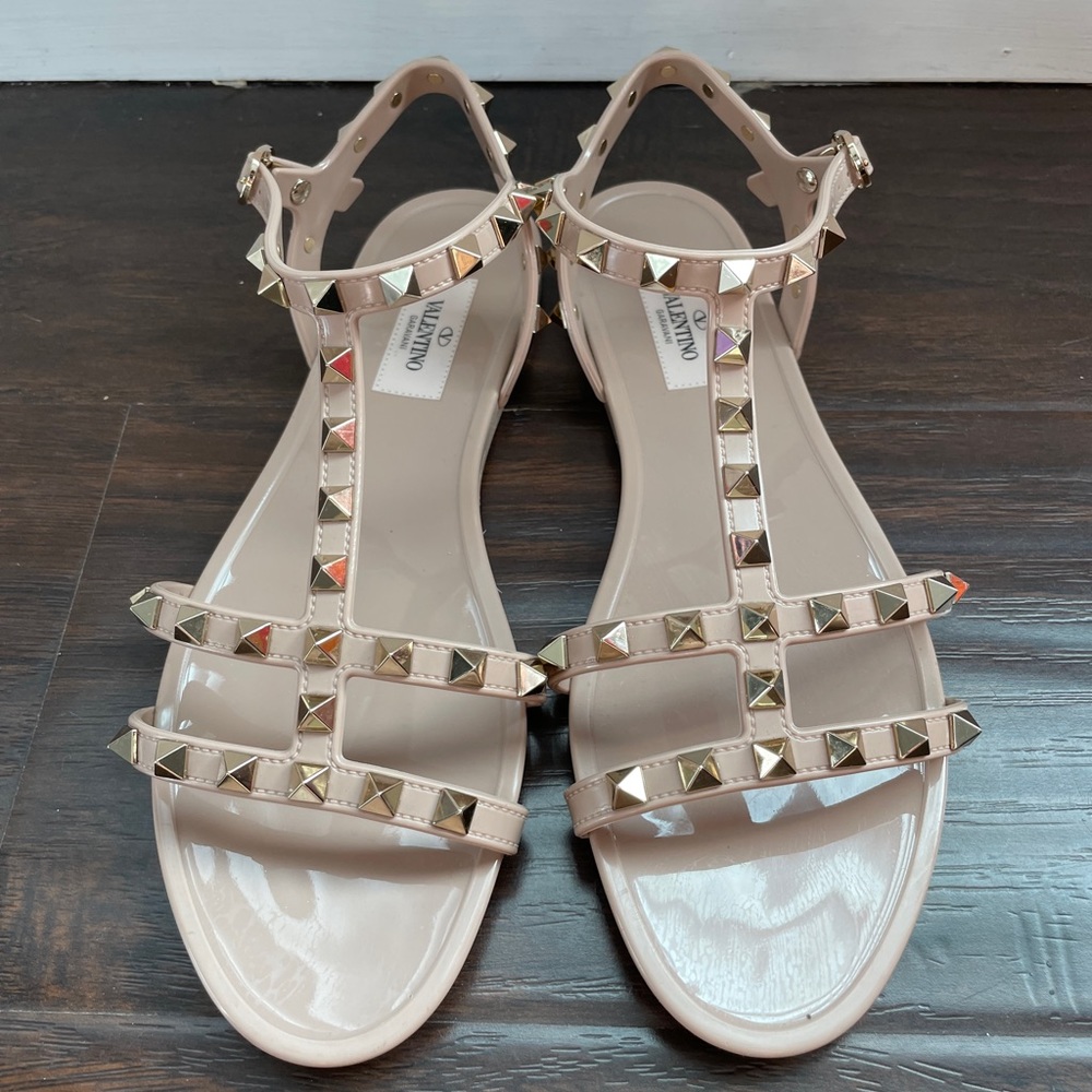 Valentino Flat Rubber Sandal - Poudre